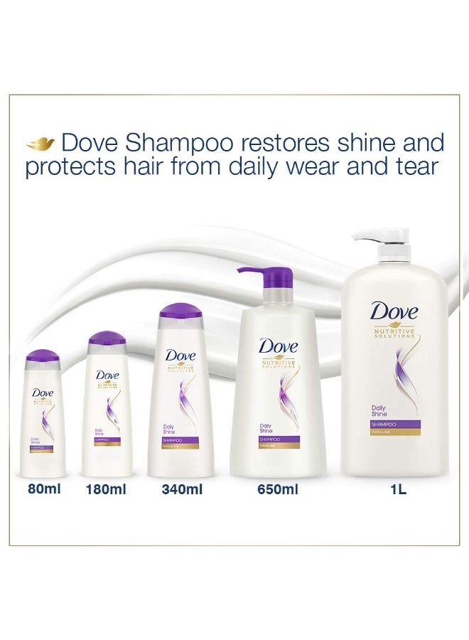 Dove Daily Shine Shampoo 340 ml|| For Dry and Damaged Hair|| Strengthening Shampoo Gives Smooth and Strong Hair - Mild Daily Shampoo for Men & Women (Pack of 2) - Image 4
